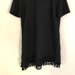 Zara - Mini Black T-Shirt Dress with Tassels